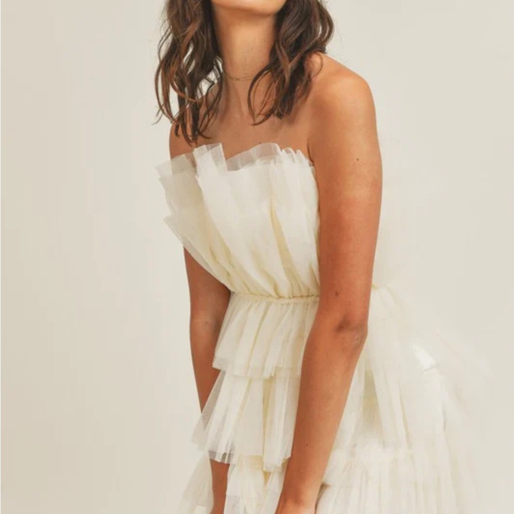 MARBLE White Strapless Dress